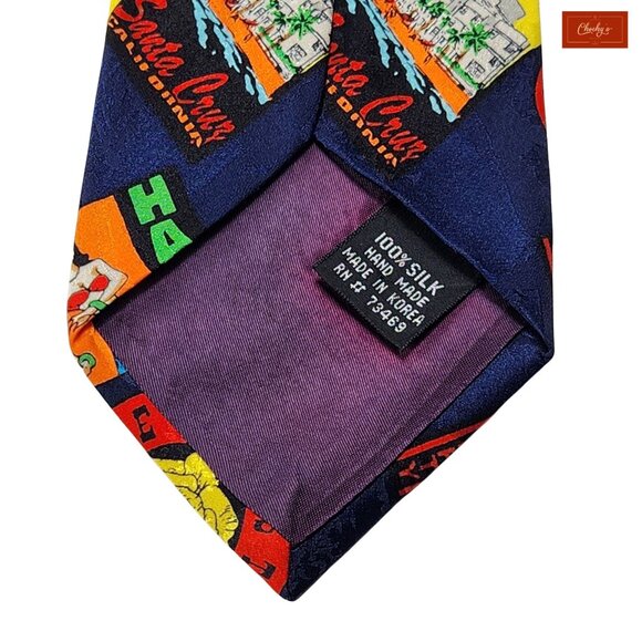 Addiction Blue 100% Silk Tie Signs 58" Long 3.5" Wide (ID 157) - Picture 5 of 6